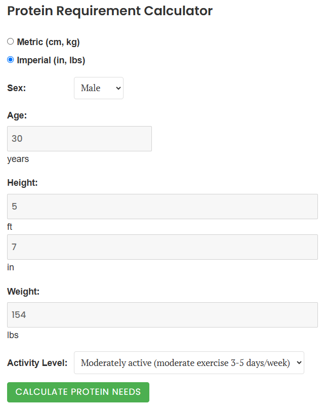 Protein Requirement Calculator